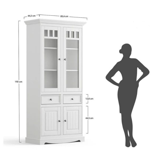 Vitrina cu 4 usi si 2 sertare gri/stejar Eliza
