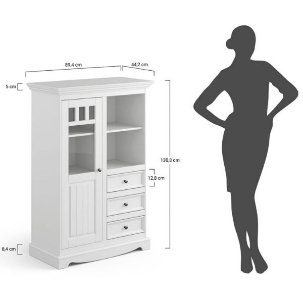 Vitrina cu inaltime medie gri/stejar Eliza