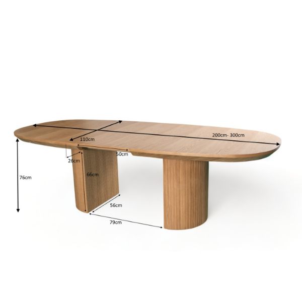 Masa ovala extensibila 200/300 cm negru/auriu Moon Glam