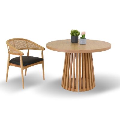 Masa rotunda extensibila 110/210 cm stejar Caroline