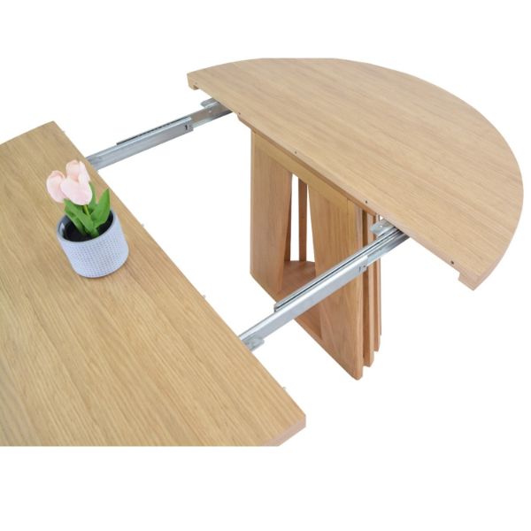 Masa rotunda extensibila 110/210 cm stejar Caroline