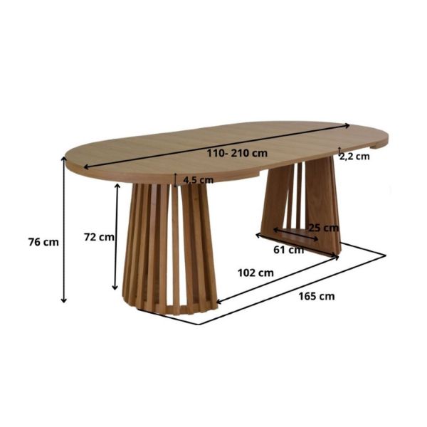Masa rotunda extensibila 110/210 cm stejar Caroline