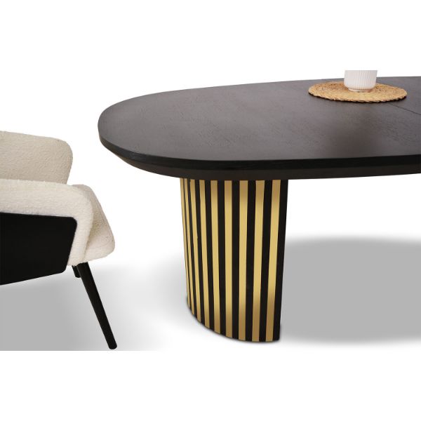 Masa ovala extensibila 200/300 cm negru/auriu Moon Glam
