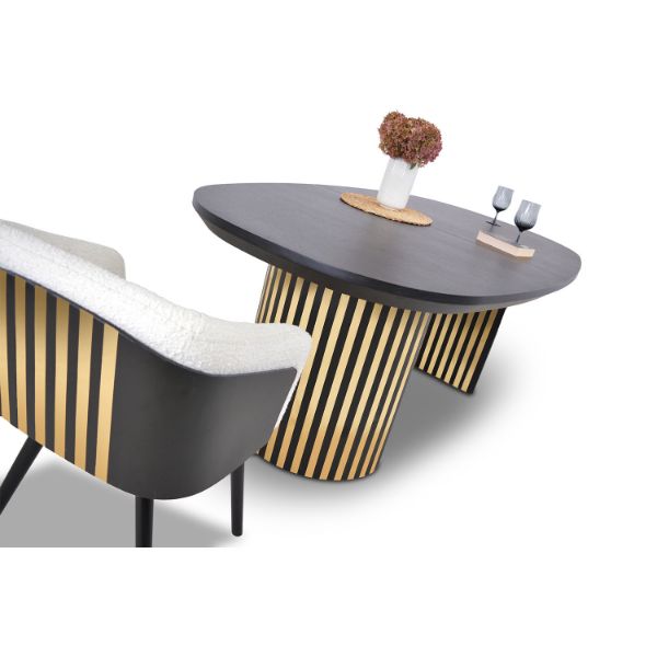 Masa ovala extensibila 200/300 cm negru/auriu Moon Glam