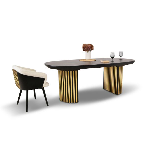 Masa ovala extensibila 200/300 cm negru/auriu Moon Glam