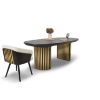 Masa ovala extensibila 200/300 cm negru/auriu Moon Glam