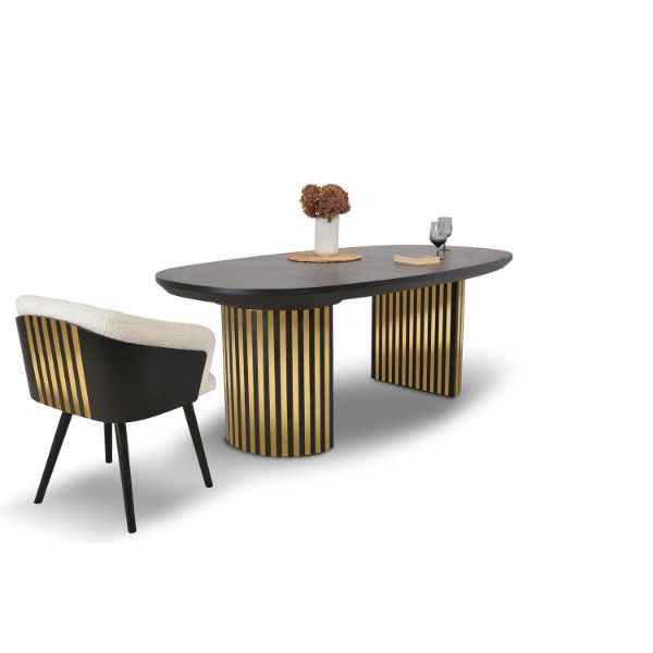 Masa ovala extensibila 200/300 cm negru/auriu Moon Glam