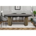 Masa ovala extensibila 200/300 cm negru/auriu Moon Glam