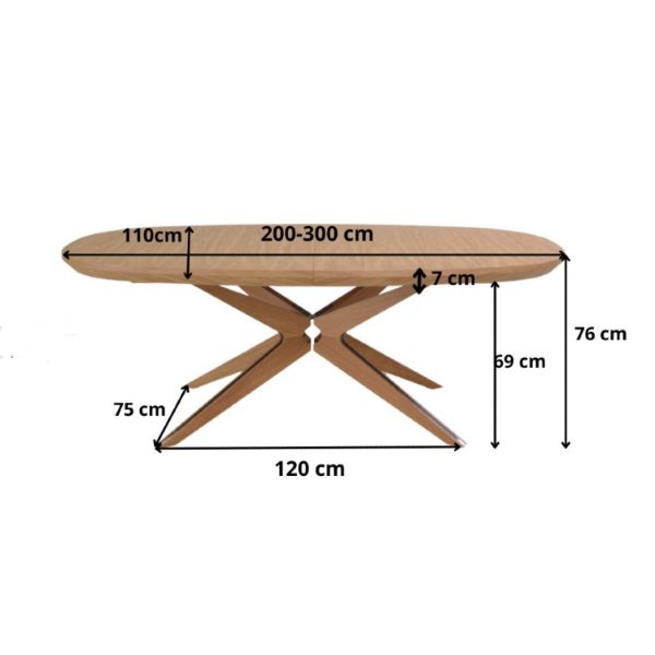 Masa ovala extensibila 200/300 cm stejar Chiara