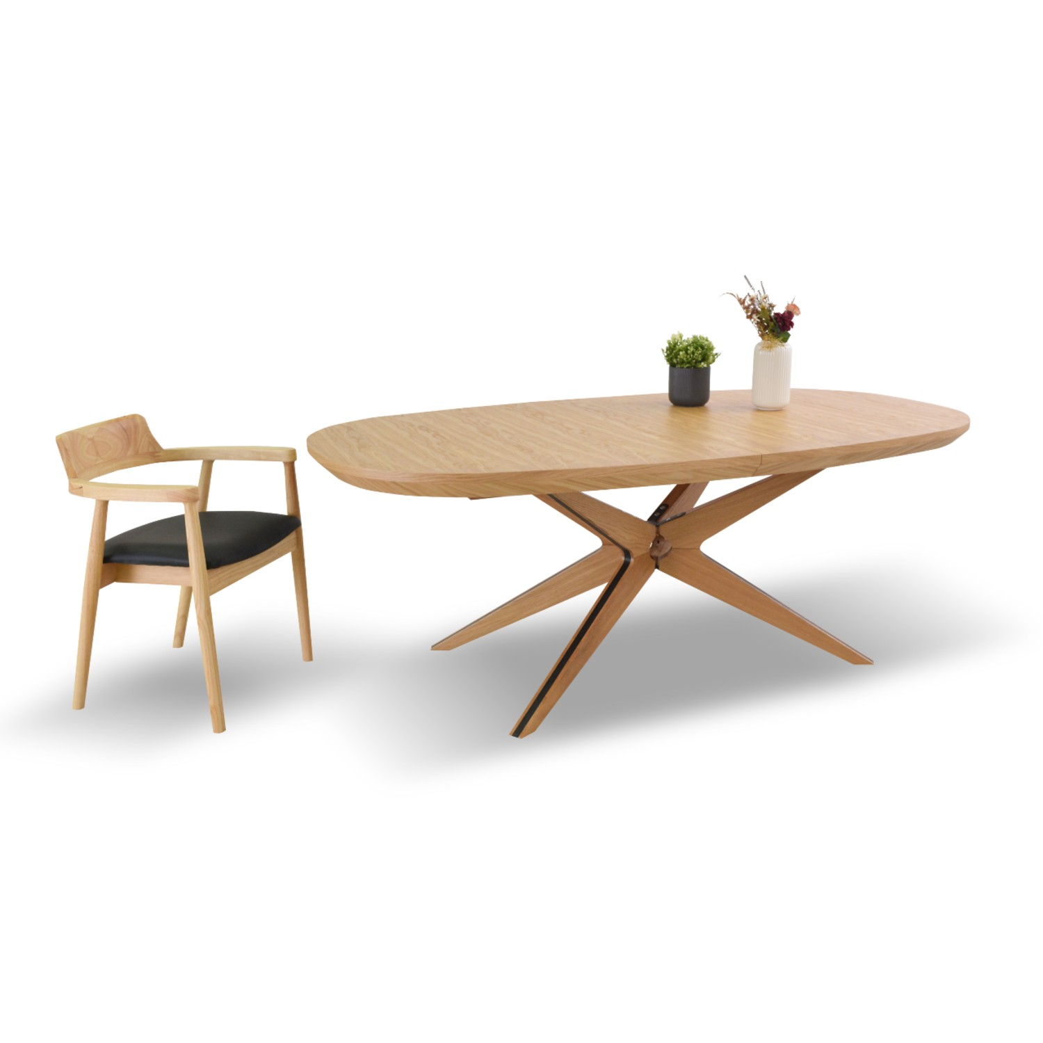 Masa ovala extensibila 160/260cm stejar Chiara