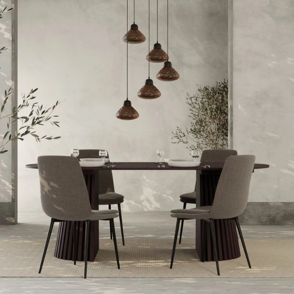 Masa rotunda extensibila 120/200 cm negru Olaf