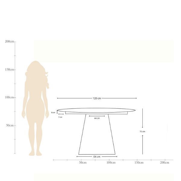 Masa rotunda extensibila 120/200 cm negru Olaf