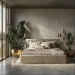  Pat tapitat somiera rabatabila 140 x 200 cm taupe crem Monza