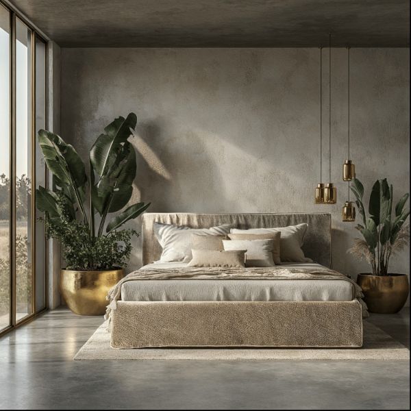  Pat tapitat somiera rabatabila 140 x 200 cm taupe crem Monza
