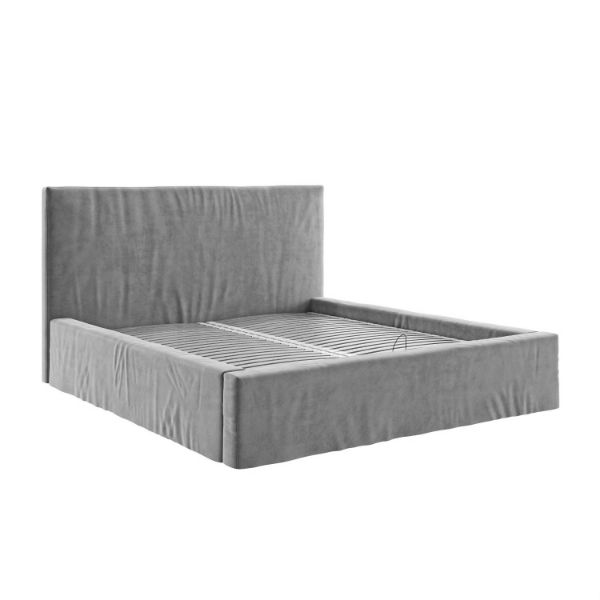  Pat tapitat somiera rabatabila 140 x 200 cm taupe crem Monza