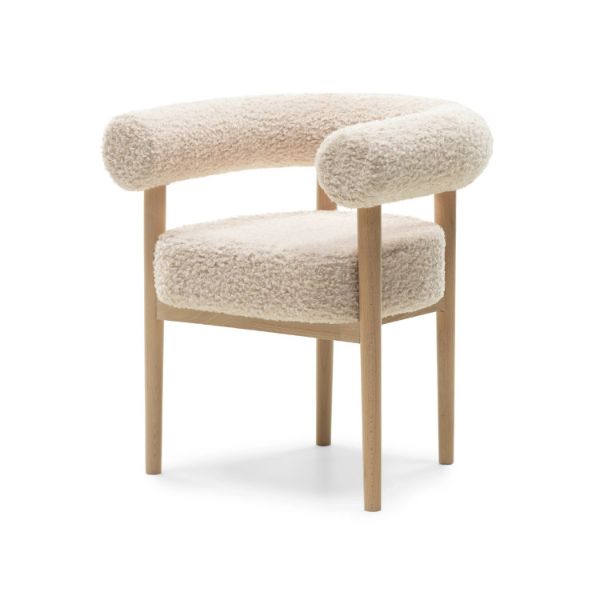 Scaun lemn tapitat bej deschis/natur Moon Plus