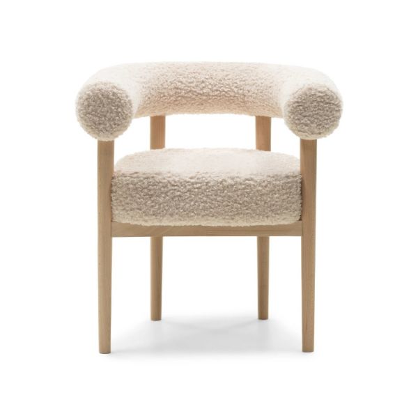Scaun lemn tapitat bej deschis/natur Moon Plus