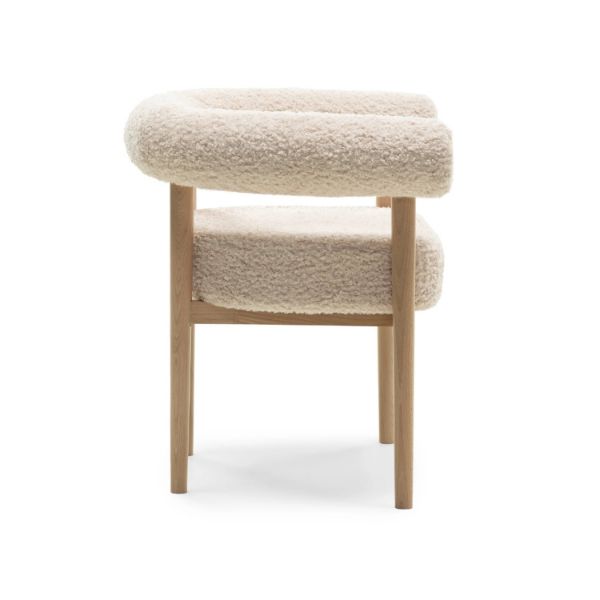 Scaun lemn tapitat bej deschis/natur Moon Plus