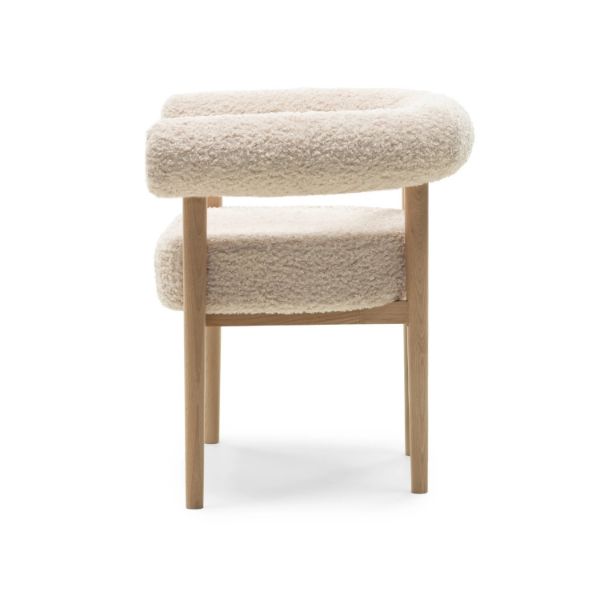 Scaun lemn tapitat bej deschis/natur Moon Plus