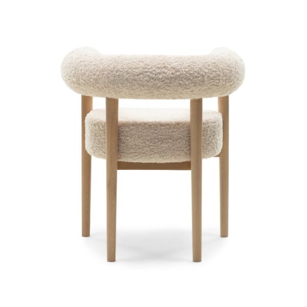 Scaun lemn tapitat bej deschis/natur Moon Plus