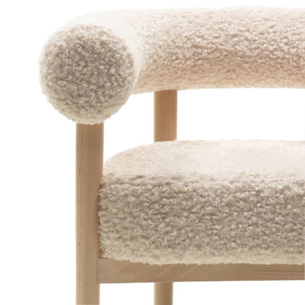 Scaun lemn tapitat bej deschis/natur Moon Plus