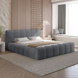 Pat tapitat somiera rabatabila 200 x 200 cm gri Adell