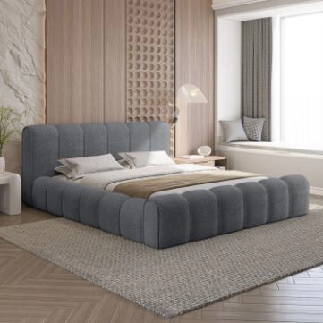 Pat tapitat somiera rabatabila 200 x 200 cm gri Adell