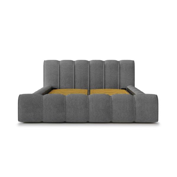 Pat tapitat somiera rabatabila 200 x 200 cm gri Adell
