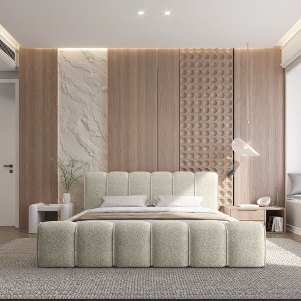 Pat tapitat somiera rabatabila 200 x 200 cm crem Adell
