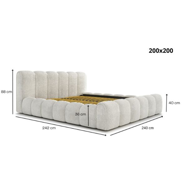 	Pat tapitat somiera rabatabila 200 x 200 cm alb murdar Adell