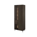  Vitrina 2 usi, decor stejar afumat inchis/negru Piemonte