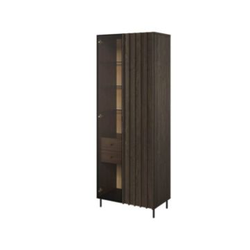  Vitrina 2 usi, decor stejar afumat inchis/negru Piemonte
