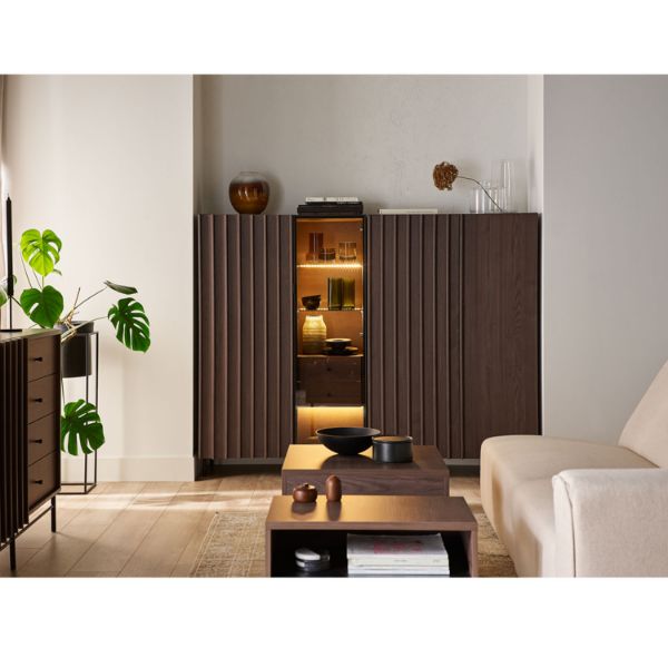  Bufet inalt 2 usi, decor stejar afumat/negru Piemonte
