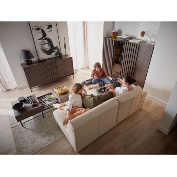  Bufet inalt 2 usi, decor stejar afumat/negru Piemonte