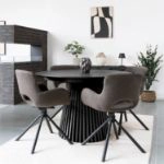 	Masa rotunda extensibila 120/200 cm negru Olaf