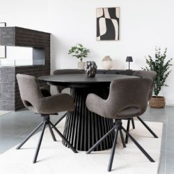 	Masa rotunda extensibila 120/200 cm negru Olaf