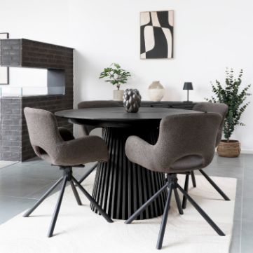 	Masa rotunda extensibila 120/200 cm negru Olaf
