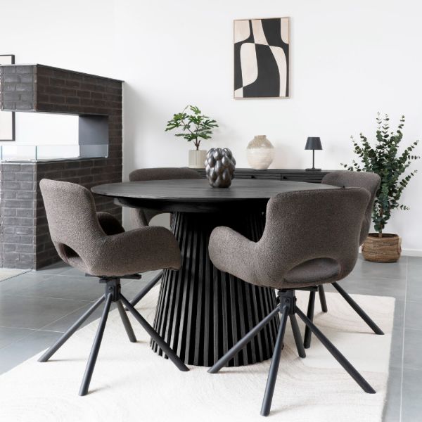 	Masa rotunda extensibila 120/200 cm negru Olaf