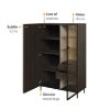  Bufet inalt 2 usi, 2 sertare, decor stejar afumat/negru Piemonte 