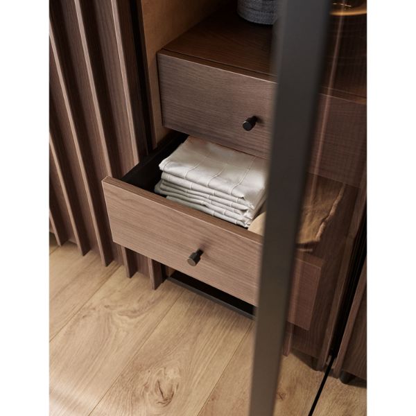  Bufet inalt 2 usi, 2 sertare, decor stejar afumat/negru Piemonte 