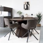 Masa rotunda extensibila 120/200 cm stejar afumat Olaf