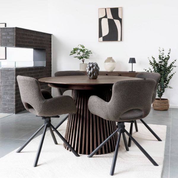 Masa rotunda extensibila 120/200 cm stejar afumat Olaf