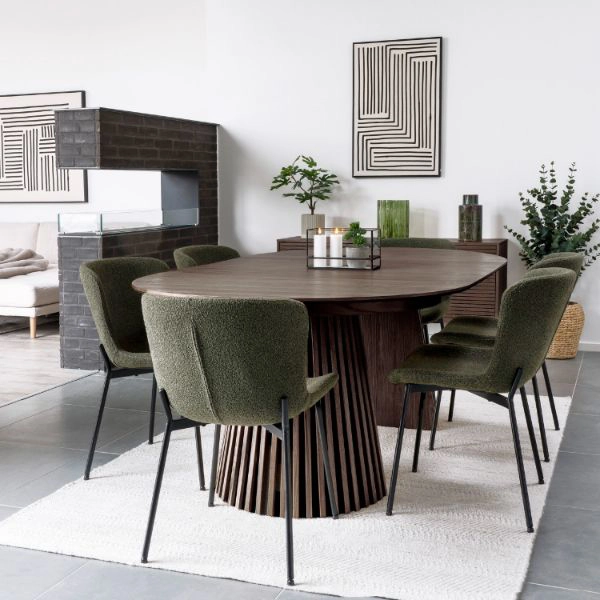 Masa rotunda extensibila 120/200 cm stejar afumat Olaf
