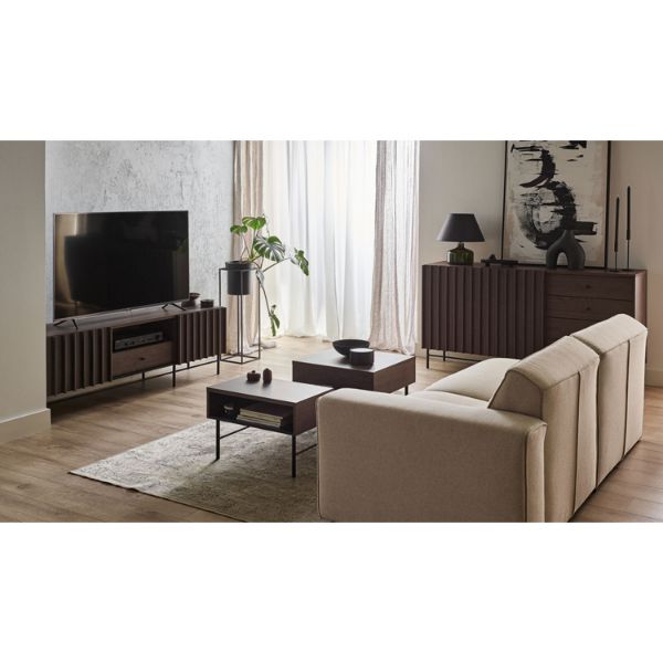  Bufet 2 usi, 4 sertare, decor stejar afumat/negru Piemonte 