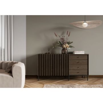  Bufet 2 usi, 4 sertare, decor stejar afumat/negru Piemonte 