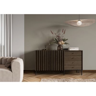  Bufet 2 usi, 4 sertare, decor stejar afumat/negru Piemonte 