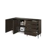  Bufet 2 usi, 4 sertare, decor stejar afumat/negru Piemonte 