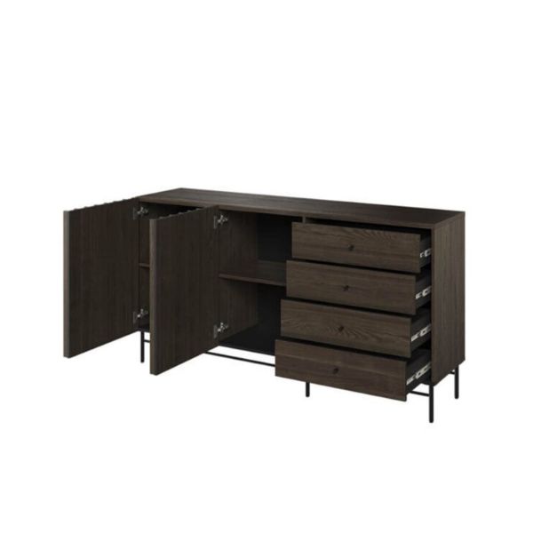  Bufet 2 usi, 4 sertare, decor stejar afumat/negru Piemonte 