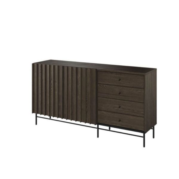  Bufet 2 usi, 4 sertare, decor stejar afumat/negru Piemonte 