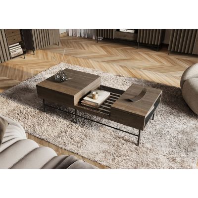 Masuta joasa, 1 sertar, decor stejar afumat/negru Piemonte